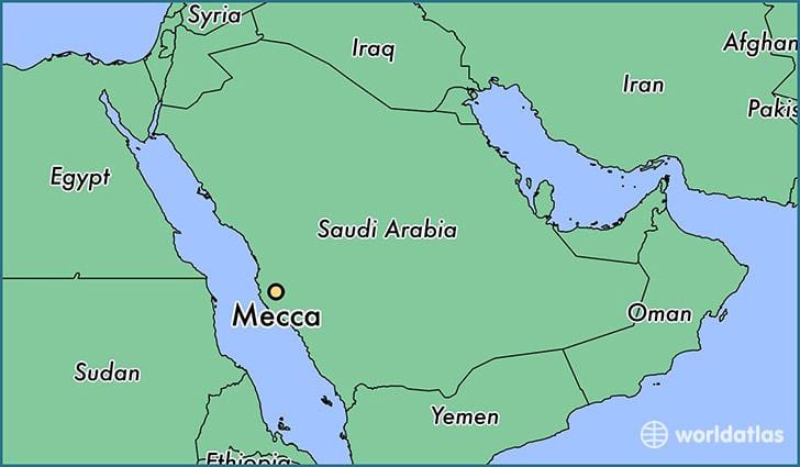 Mecca องเมืองบนแผนที่