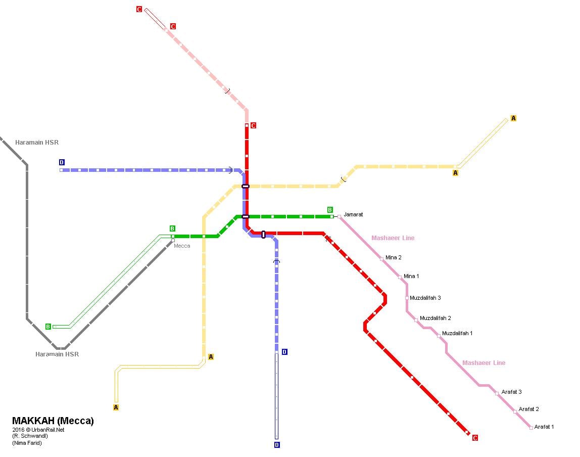 แผนที่ของ Mecca เมโทร